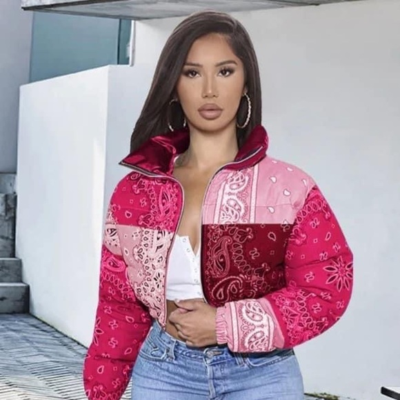 Jackets & Coats Cropped Bandana Puffer Jacket Poshmark